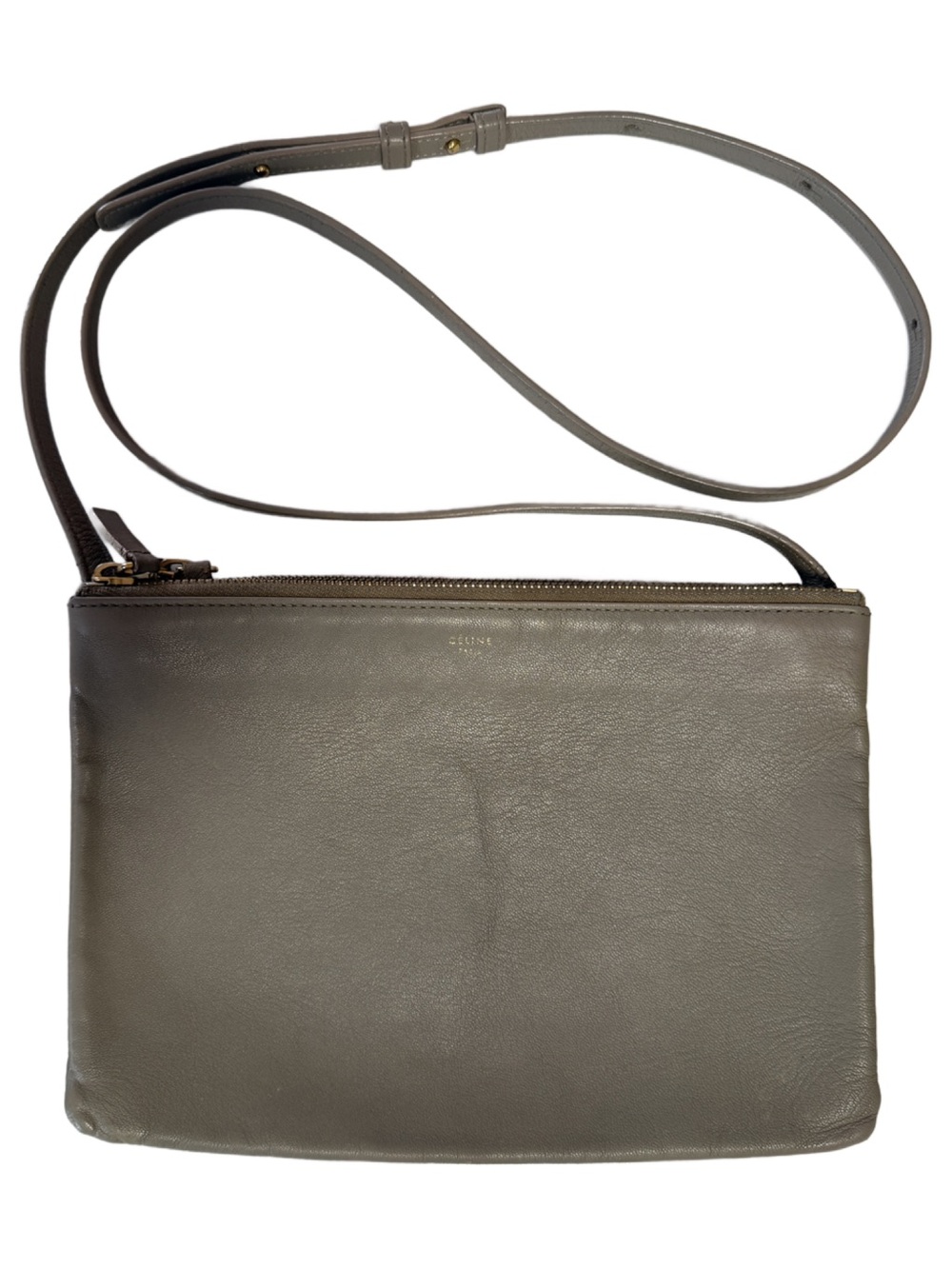 Celine Large Trio Crossbody Bag Greige Lambskin Leather | Phoebe Philo Era - Picture 3 of 16